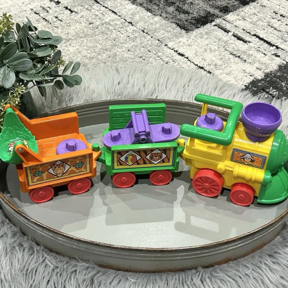 Vtg Fisher Price Little People Safari Zoo Train Play Set 2001 Tested & Working